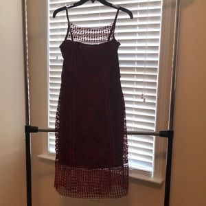 Burgundy lace cocktail dress